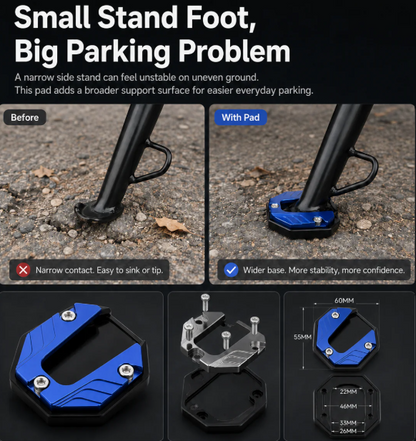 BikeSteady™ – Non-Slip Motorcycle Kickstand Pad