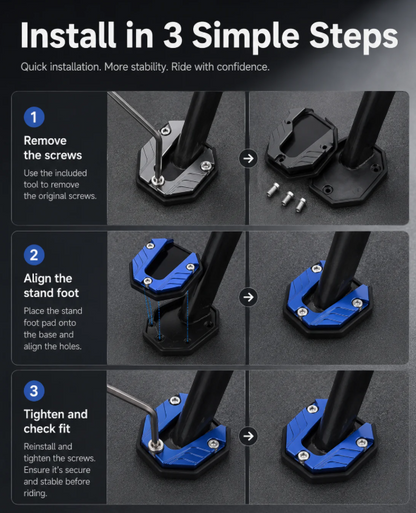 BikeSteady™ – Non-Slip Motorcycle Kickstand Pad
