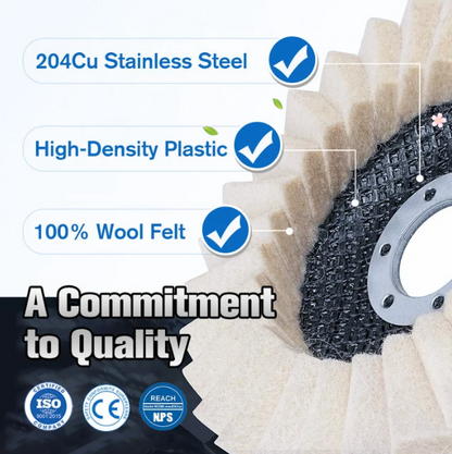 PolishFlex™ – Ultra-Fine Mirror-Finish Wool Flap Disc