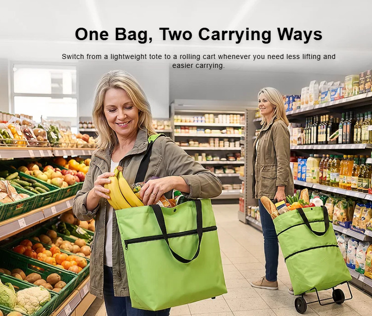 RollTote™ – 2-in-1 Expandable Rolling Grocery Bag